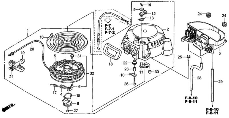 Стартер в сборе Honda BF 20 (28400-ZY1-023)