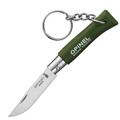 Нож складной Opinel N°4 брелок (нержавеющая сталь, зеленый)