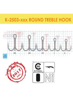   Gurza-Round treble hook  2 Ni (25/) ( round bend)