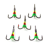 Крючок тройник Namazu светофор с каплей и камнем, размер 8 (INT), цвет GRO (5 шт.) N-HTL8GRO Крючок тройник Namazu светофор с каплей и камнем, размер 8 (INT), цвет GRO (5 шт.) N-HTL8GRO