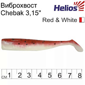 Виброхвост несъедоб. Helios Chebak 3,15"/8 см Red & White 100шт. (HS-3-003-N)