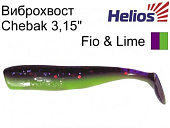 Виброхвост несъедоб. Helios Chebak 3,15"/8 см Fio & Lime 100шт. (HS-3-014-N)